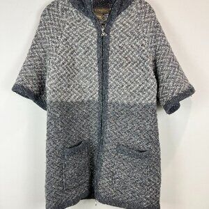 Women's Gray Inis Craft 100% Wool Zip front Cardigan, Size M